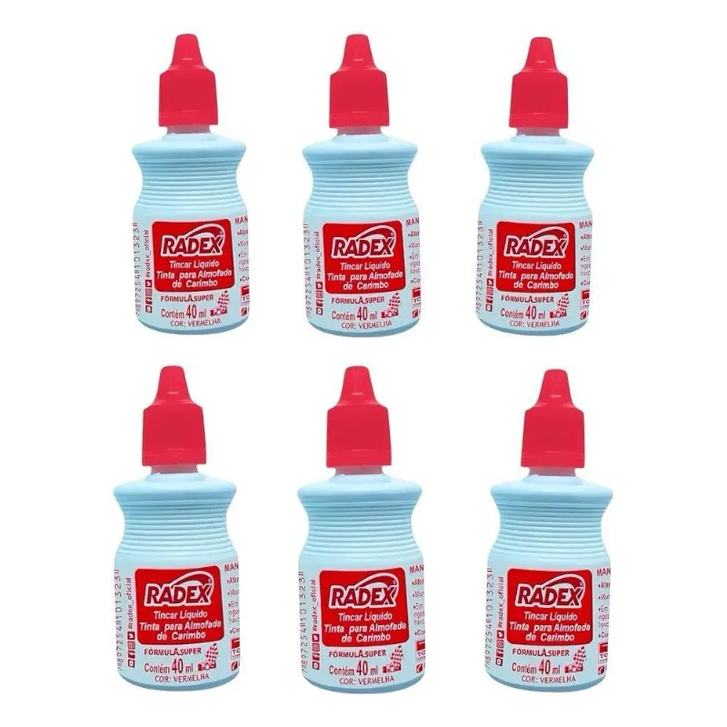 Kit 6tinta P Carimbo Alto Rendiment Tinta Para Carimbo Vemel