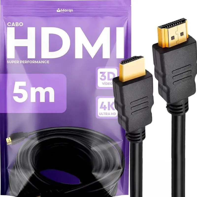 Cabo Hdmi Gold 5m Metros 1.4 Hdmi Preto Mts 4k 3d Full Hd Bl