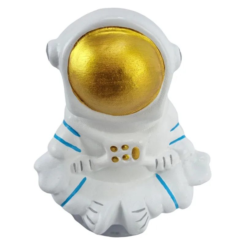 Cofre De Gesso Em Formato De Astronauta Meditando Azul
