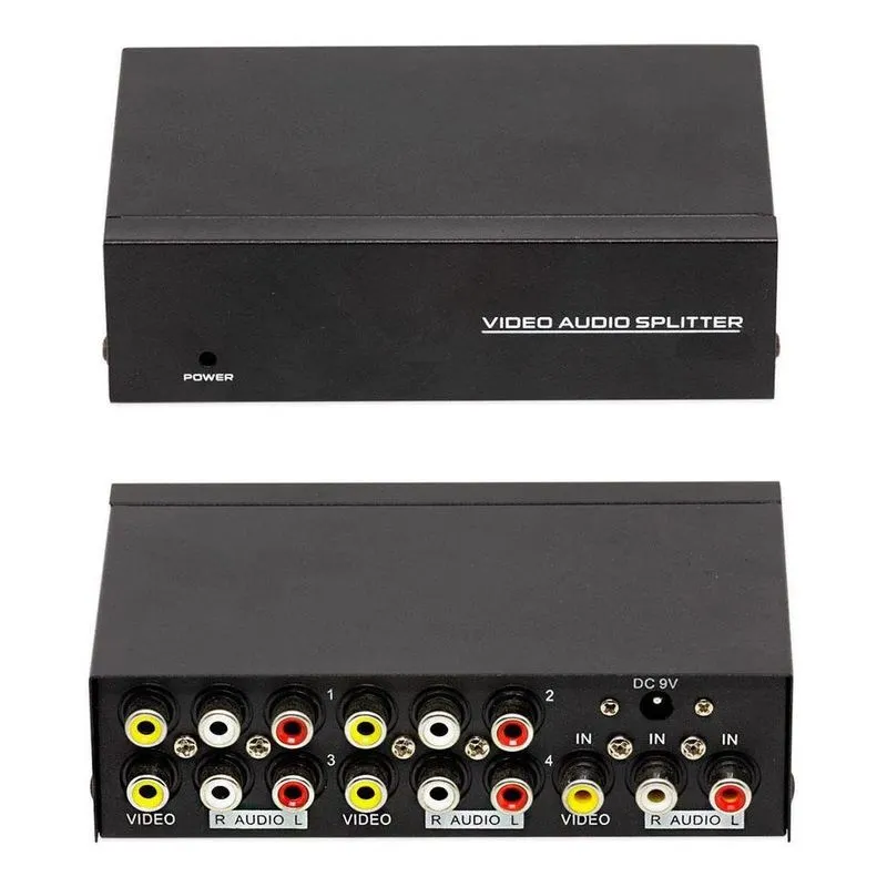 Distribuidor Rca Audio Video Composto 1x4 Splitter Av Portas