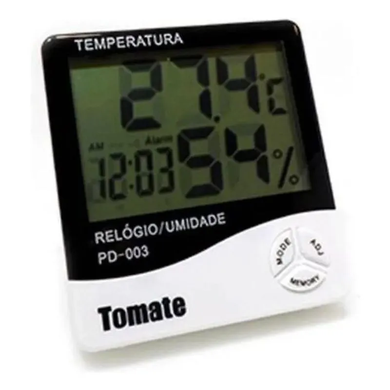 10x Termo-higrômetro E Relógio Digital Marca Tomate Mod Pd-