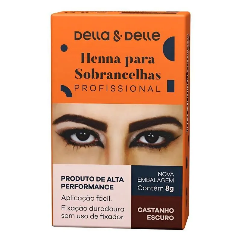 Henna Para Sobrancelhas Della E Delle 8g - Castanho Escuro