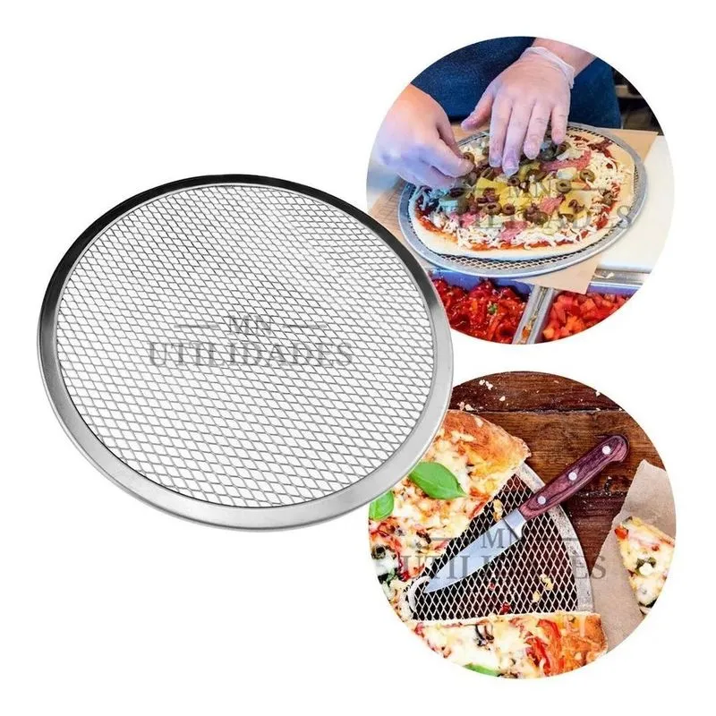 Tela Pizza Redonda Assar Rápido 35cm Alumínio Resistente