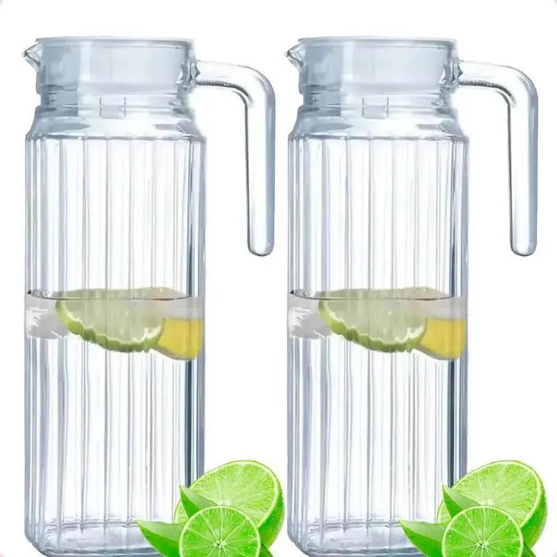 3x Kit 2 Jarras Vidro Suiça Suco Agua 1 Litro C/tampa