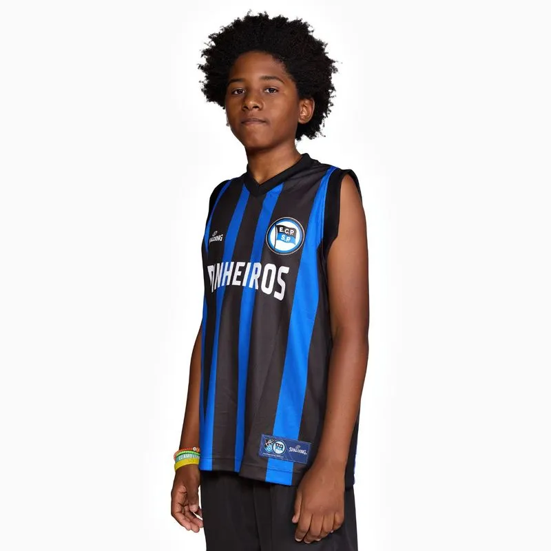 Regata Spalding Pinheiros Fan Base Game ECP Home Infantil 24/25 - Azul e Preto Cor:Azul;Tamanho:14