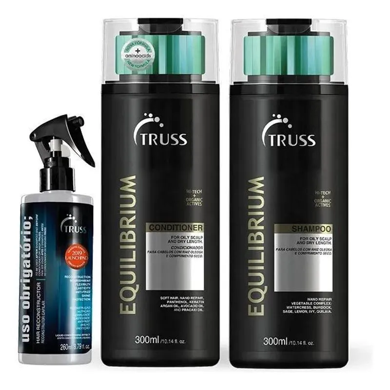 10x Truss Equilibrium Shampoo Condicionador 300ml + Fluido