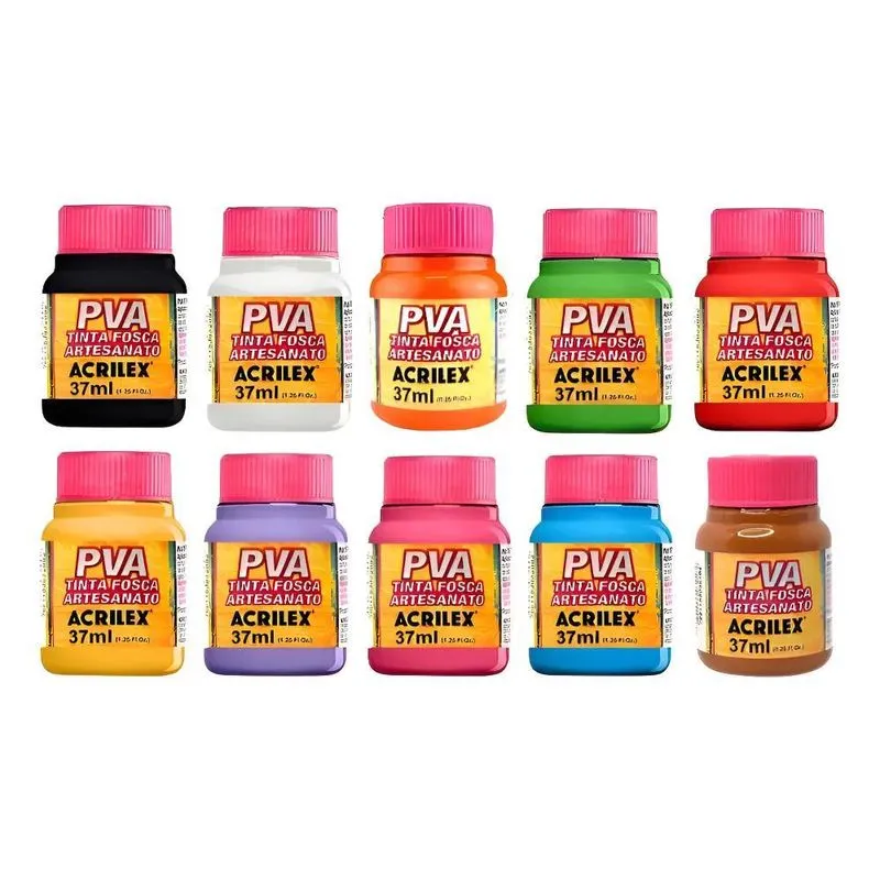 Tinta Pva Para Artesanato Acrilex 10x 37ml Cor Colorido