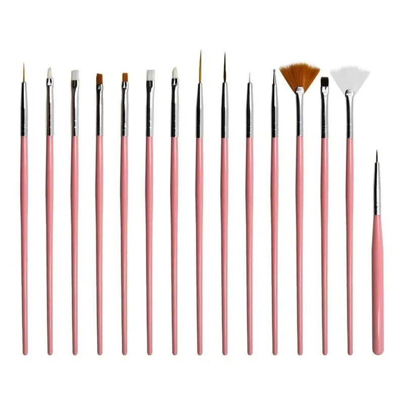 2x Kit 15 Pincéis Decoração De Unhas Gel Nail Art Profission