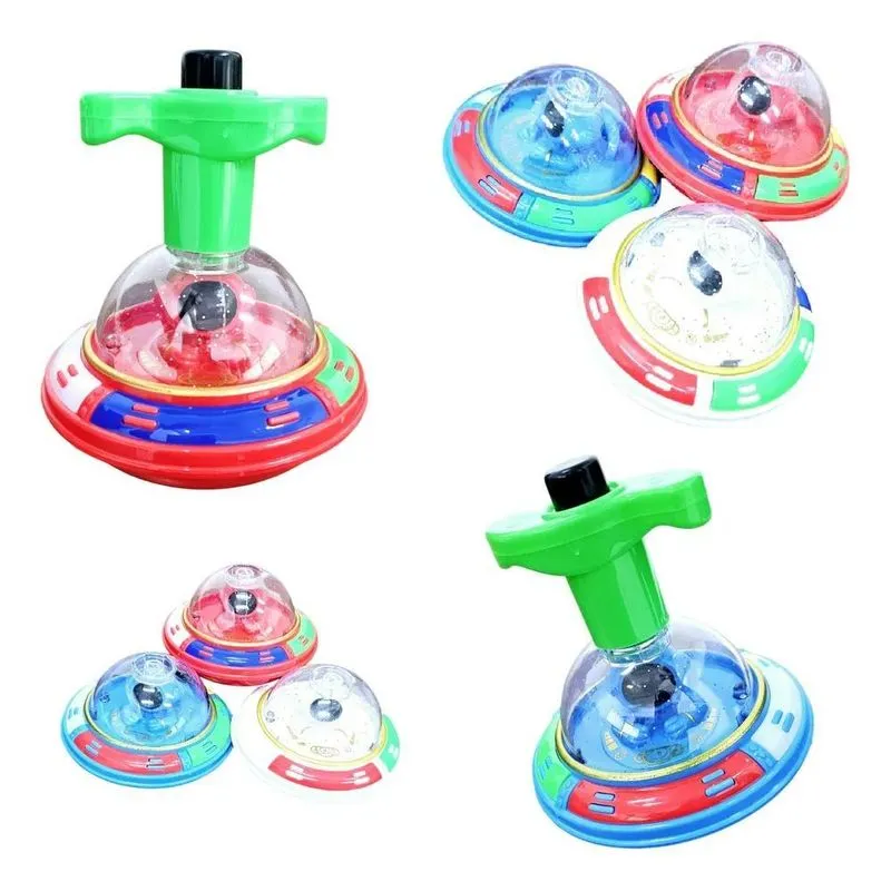 3x Kit 2 Pião Sonoro Luminoso Led Brinquedo Lançador Infanti