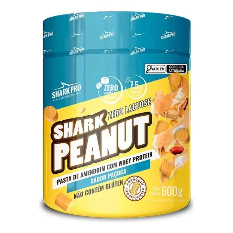5x Pasta De Amendoim Pote 600g Zero Lactose Shark Pro