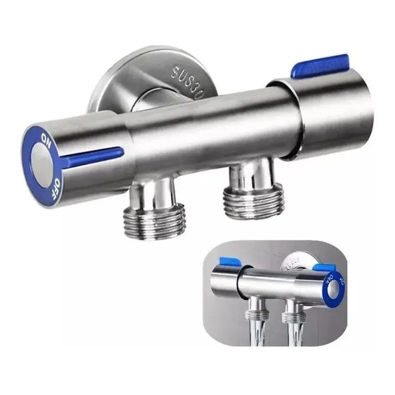 5x Torneira Registro T Duas Saídas De Água Inox Válvula Dupl