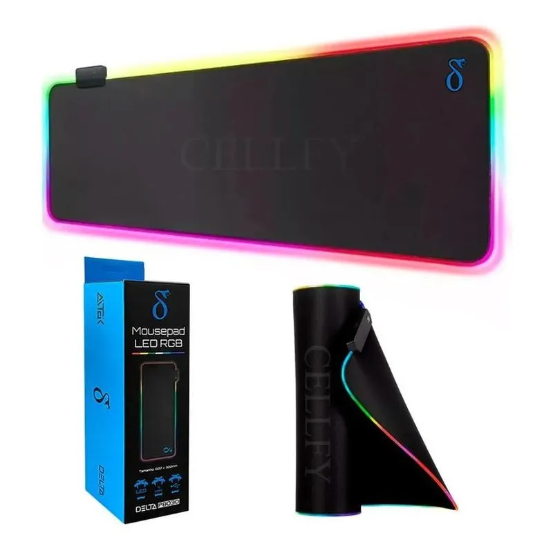 Deskpad Mousepad Gamer Ergonômico Led Cores Rgb Grande 80x30