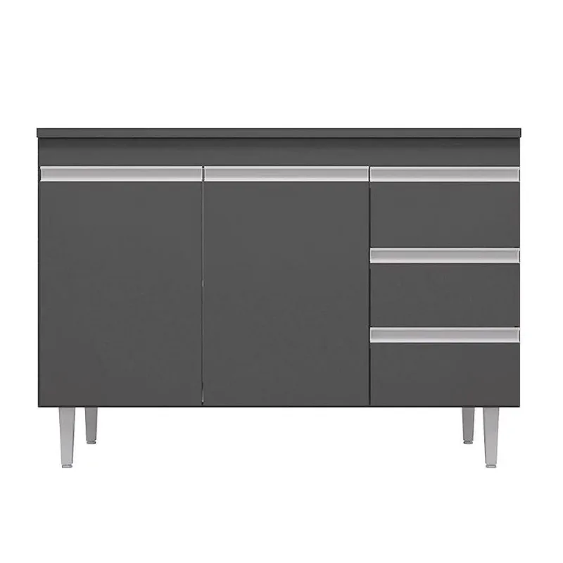 Balcão Gabinete Cozinha Andreia 100cm 2 Porta S-t Ajl Móveis Cinza