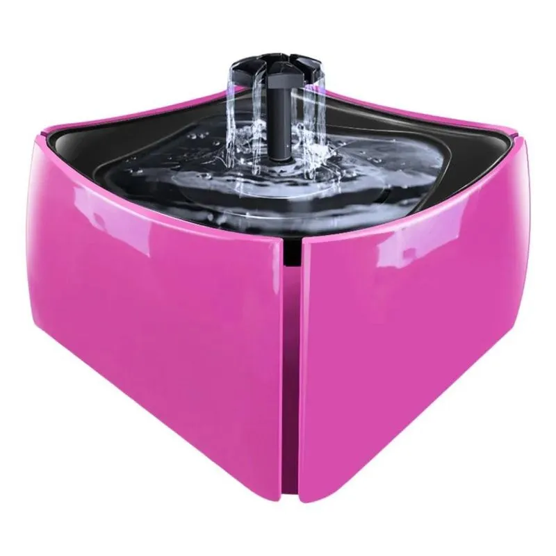 2x Fonte Bebedouro Gato Cães Pet 1,8l Com Filtro, Cor Rosa