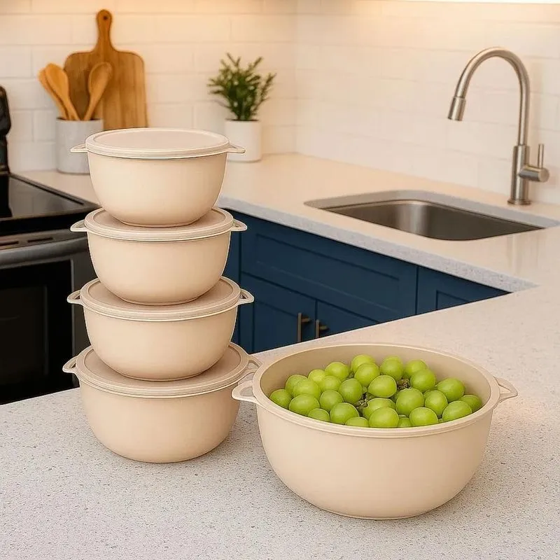 2x Kit 5 Potes Plastico Redondos Bowl Livre Bpa