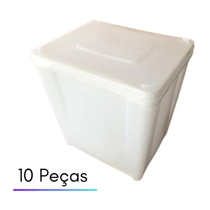 Pote De Plastico Com Tampa Atoxica 10lts- Kit 10 Peças