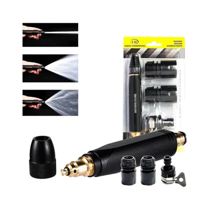 Kit 3 Em 1 Bico Alta Pressão Para Mangueira + Conector Top