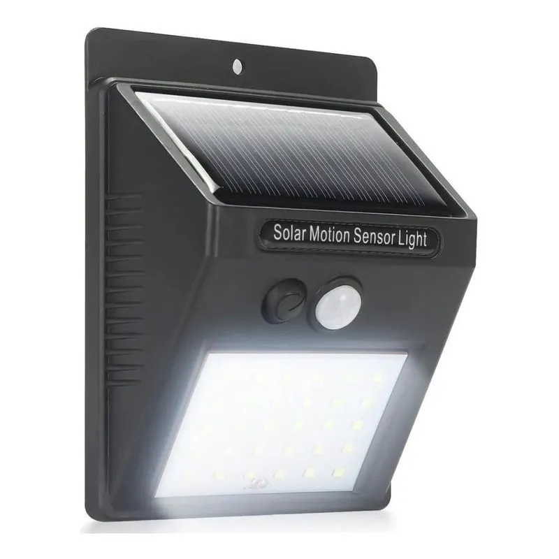 Luminária Refletor Solar 25 Led Parede Sensor De Presença