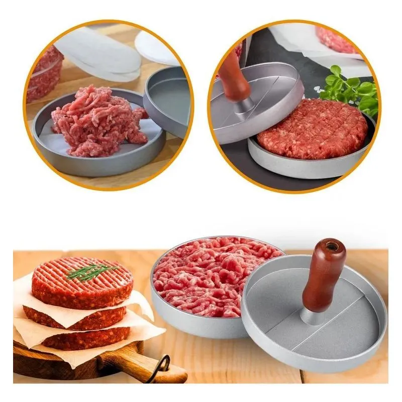 3x Modelador De Hamburguer Artesanal Forma De Aluminio Gourm
