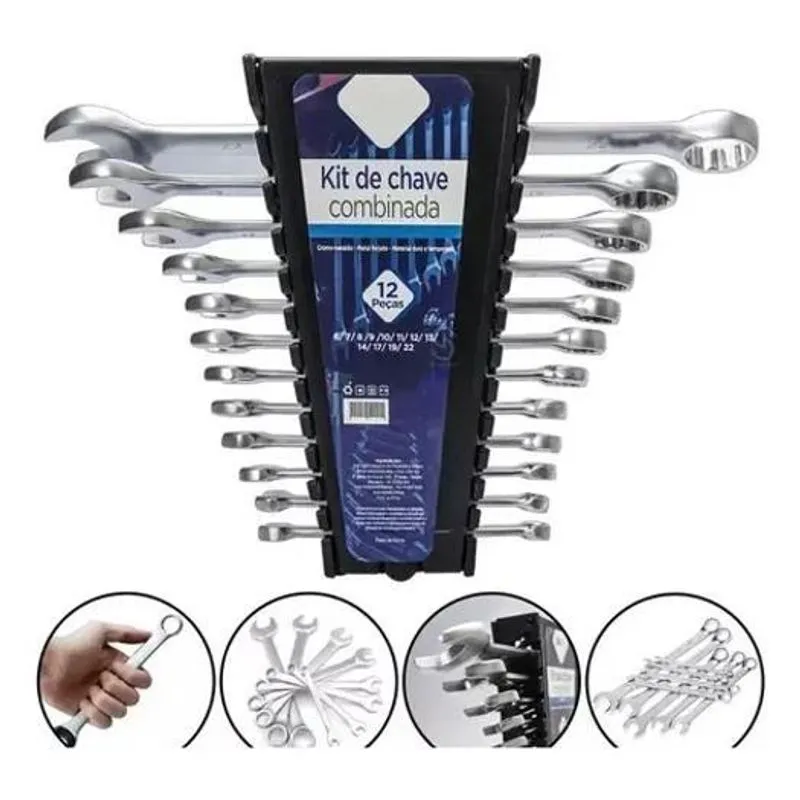 3x Jogo Chave Ferramenta Combinada Boca Estrela 6a 22mm C/12