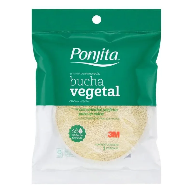 3x Bucha Vegetal Para Banho Esfoliação Profunda Ponjita