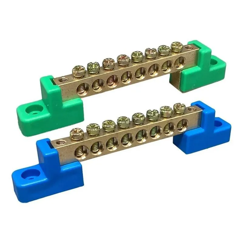 5x Kit Barramento 1 Neutro E 1 Terra 8 Furos Fix. Parafuso