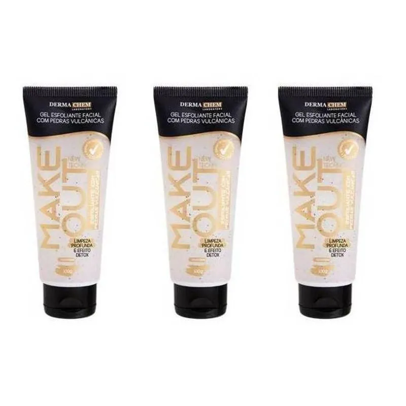 Kit 3 Gel Esfoliante Facial Dermachem Pedras Vulcânicas 100g
