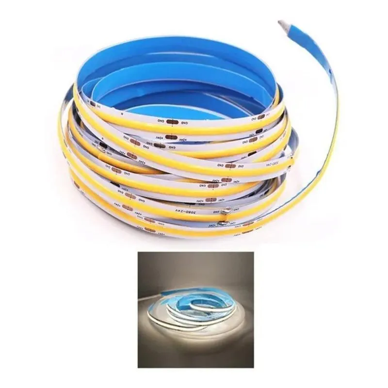 2x Fita Led Cob Branco Quent 3000k 5mts 8mm 252 Leds/m 12v I