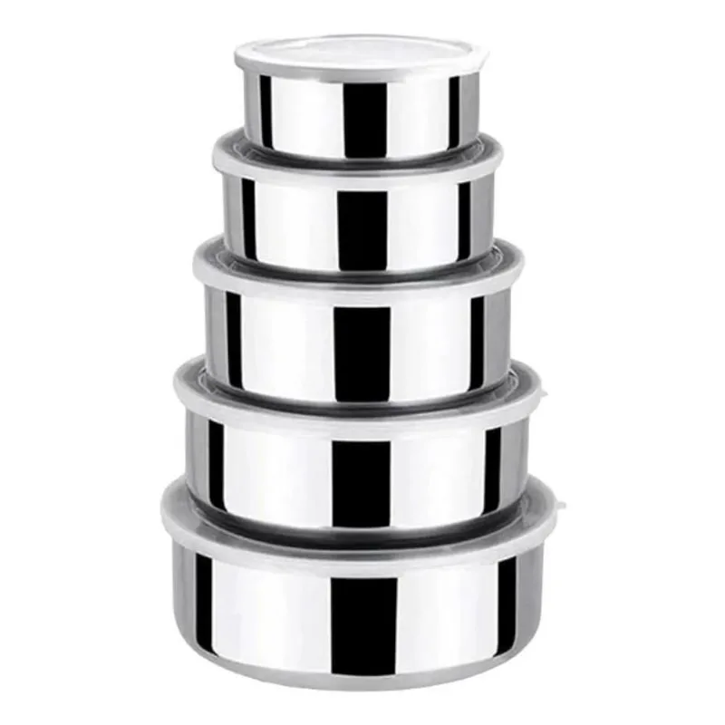 3x Jogo Conjunto Saladeira Bacia Tigela Bowl Aço Inox 5 Pcs