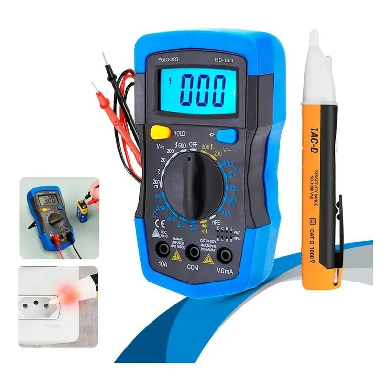 5x Kit Multimetro Digital Profissional + Caneta Teste Tensão
