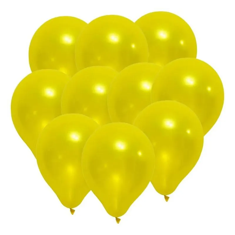 Bexiga Balão Pérola Metalizado Nº 10 Pol Com Amarelo Cód. 30