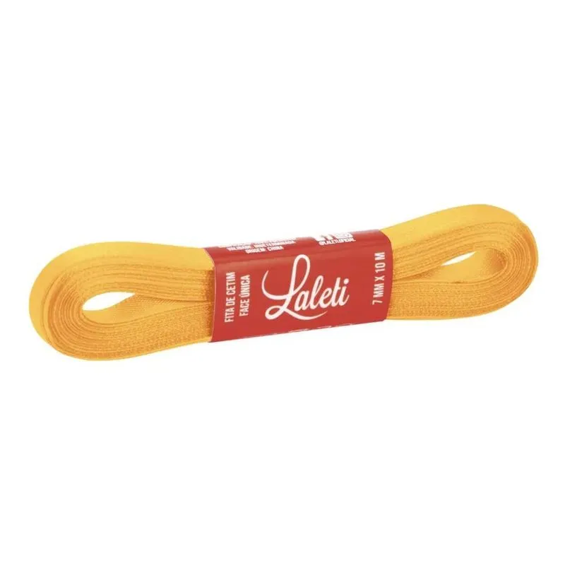 Fita De Cetim Face Única (simples) 7mm X 10m Amarelo Claro