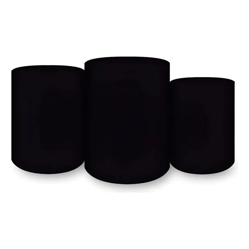 Trio Capas De Cilindro Sublimado Liso Em Te Preto
