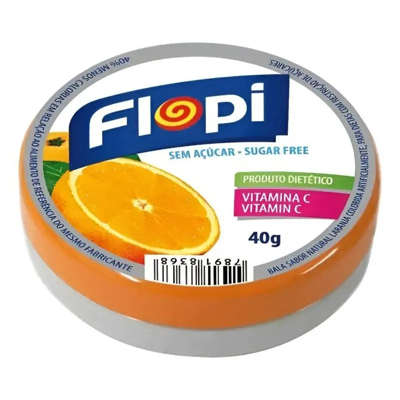 5x Lata Bala Sem Açucar Flopi 40g - Escolha O Sabor