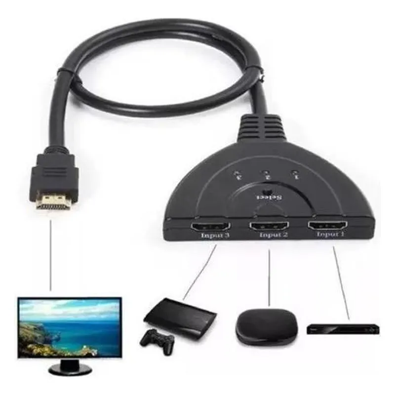 2x Hub Hdmi Switch 3x1 Adaptador Cabo 3 Entradas E 1 Saída