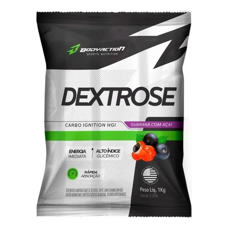 5x Bodyaction Dextrose 1kg Sabor Guaraná Com Açaí