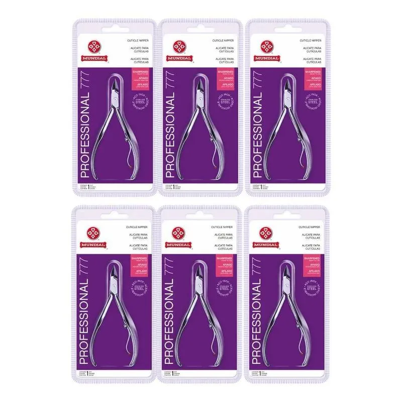 10x Kit Alicate Cutícula 777 Mundial Profissional Com 6unid