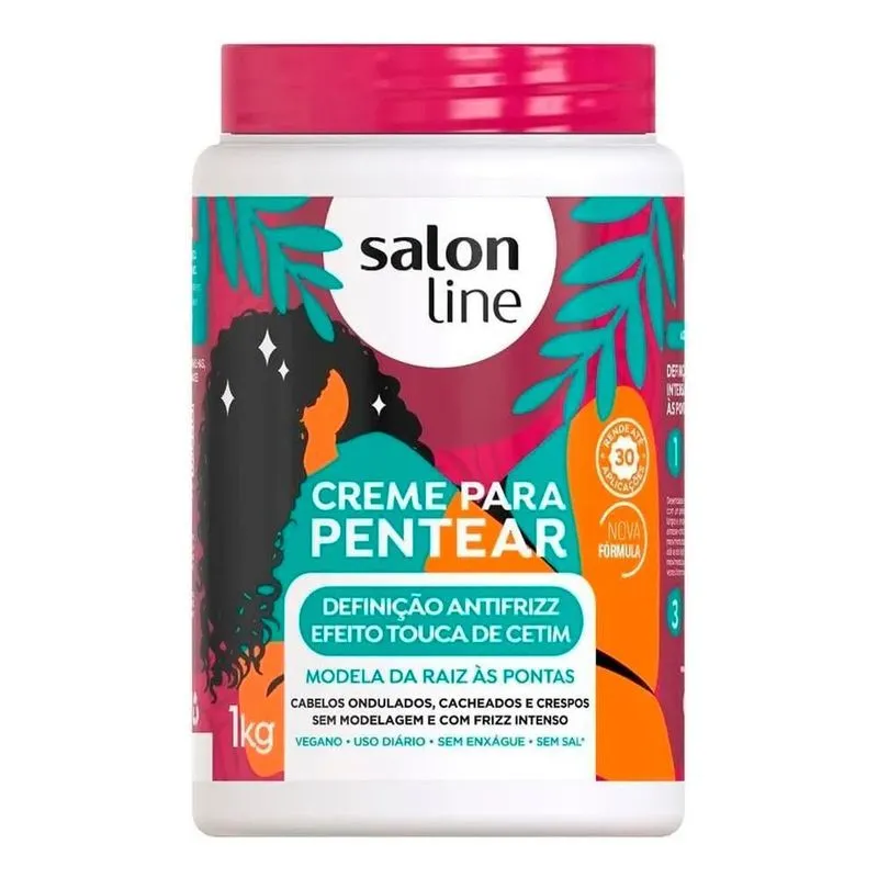5x Creme De Pentear Salon Line Definição Antifrizz 1kg