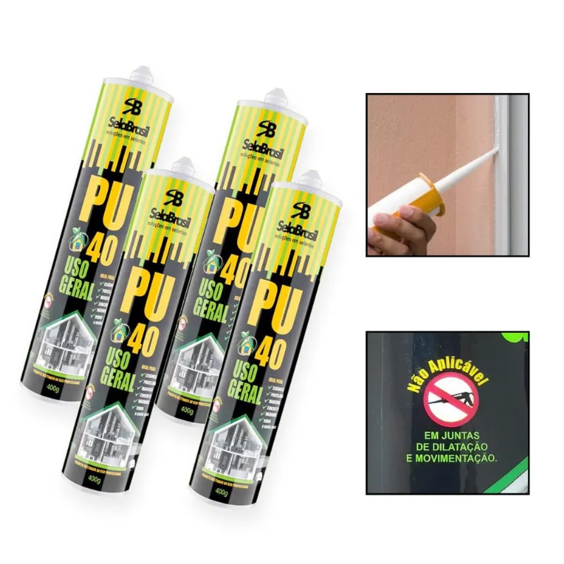 Kit 4 Cola Adesiva Selante Pu40 Poliuretano Uso Geral Branco