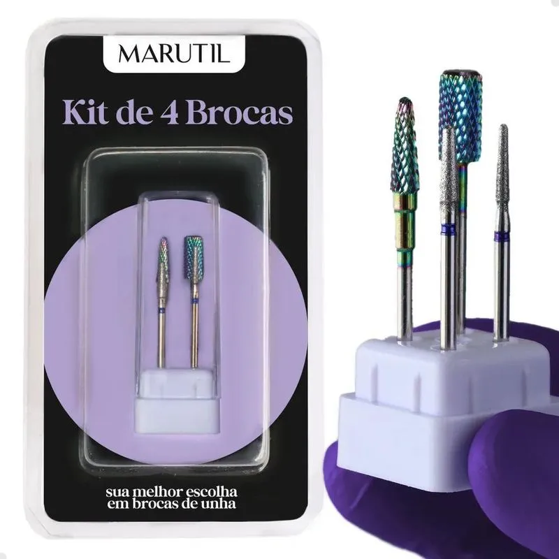 2x Kit 4 Broca De Unha Tungstênio E Diamantada 718 720, Linh