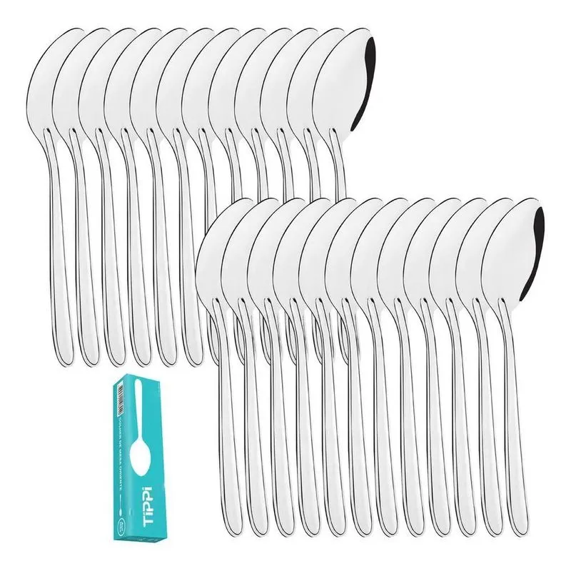 3x Kit Jogo 24 Peças Colheres De Mesa Sopa Aço Inox Faqueiro