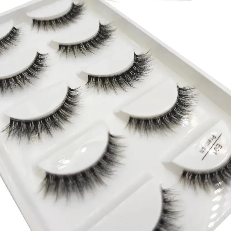 10x Cílios Postiços Premium Natural Base Transparente
