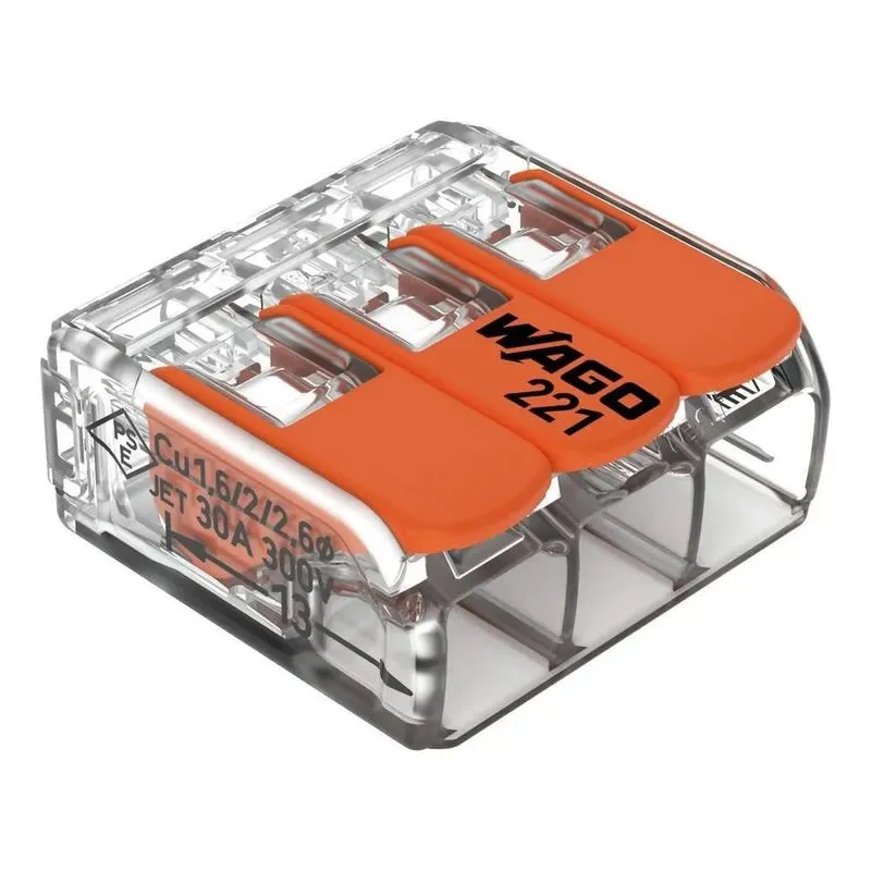 5x 10 Pç Conector Wago Emenda 3 Vias Fios Cabos 6mm Mod 221-