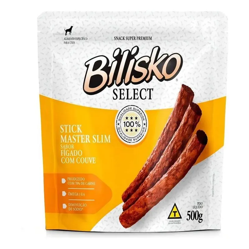 5x Petisco Para Cães Palito Fino Sabor Fígado 500g Bilisko