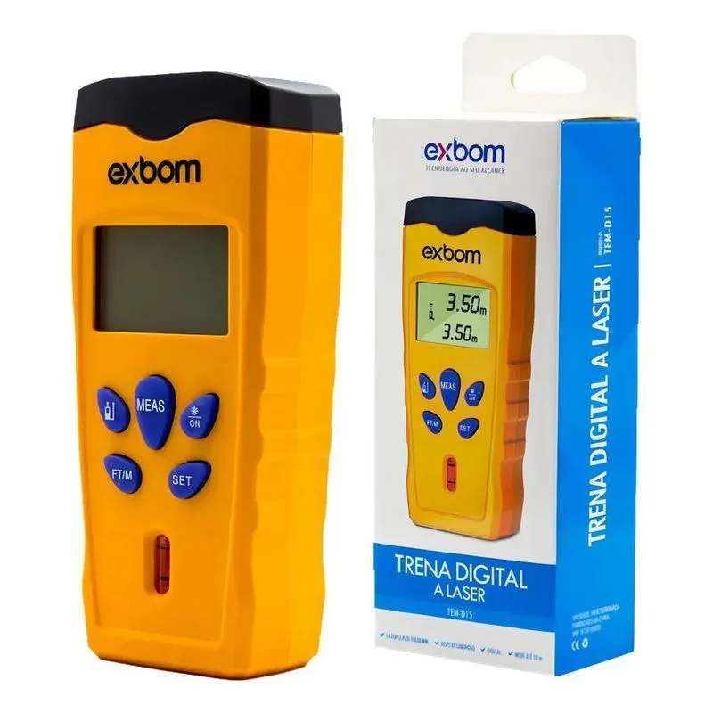 10x Trena Laser Digital Exbom Tem-d15 Amarelo 18m Com Cálcu