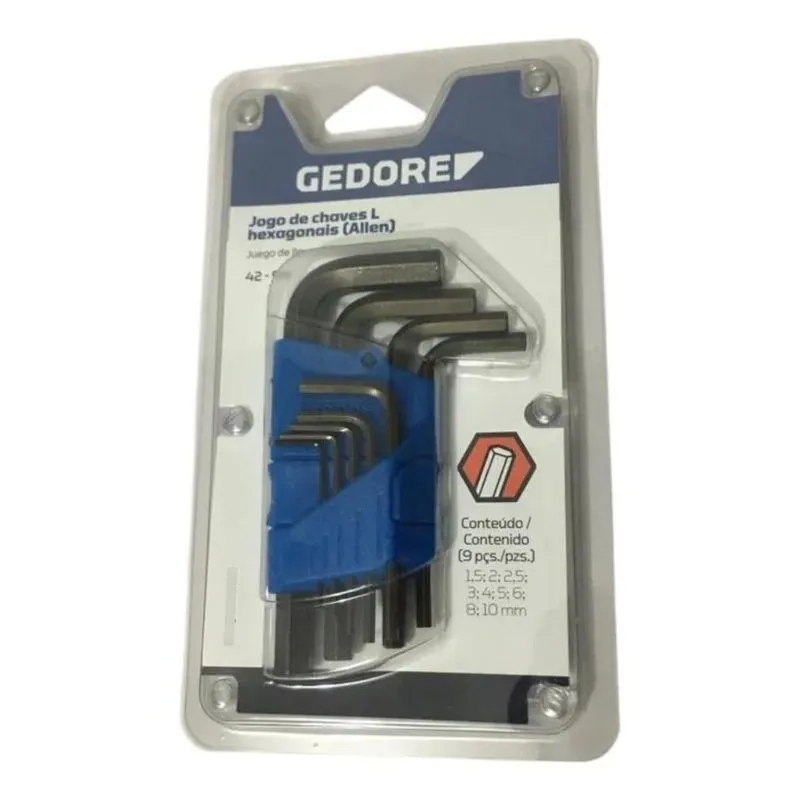 Jogo De Chaves Allen Gedore 1,5 A 10mm Hexagonais 9 Peças