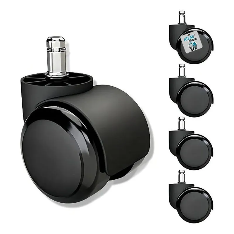 5x Kit 5 Rodízios Rodinhas 50mm Nylon Cadeira Escritório Moc