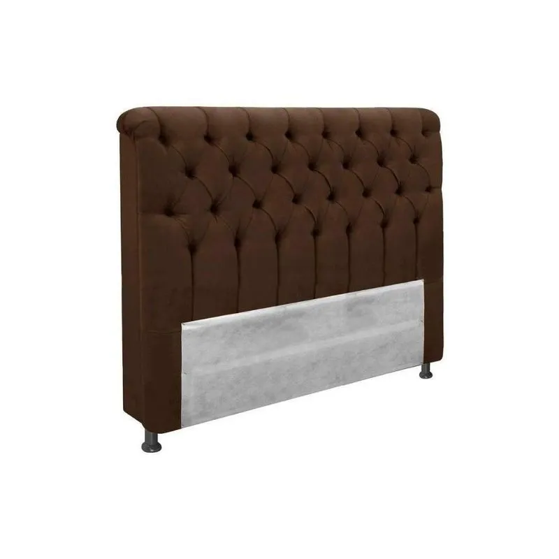 Cabeceira Cama Box Estofada Solteiro Solteiro Imperatriz Suede Marrom Chocolate - Simbal