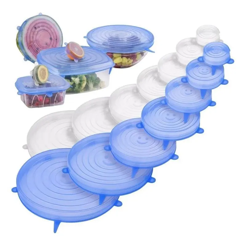 2x Kit 12 Tampas Silicone Panela Pote Universal Flexível