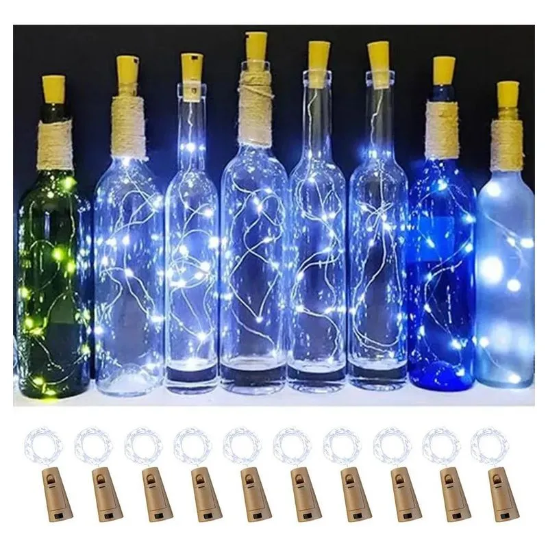 10x Kit 10 Branco Frio Fio Fada Cordão De Luz Bateria 2m 20